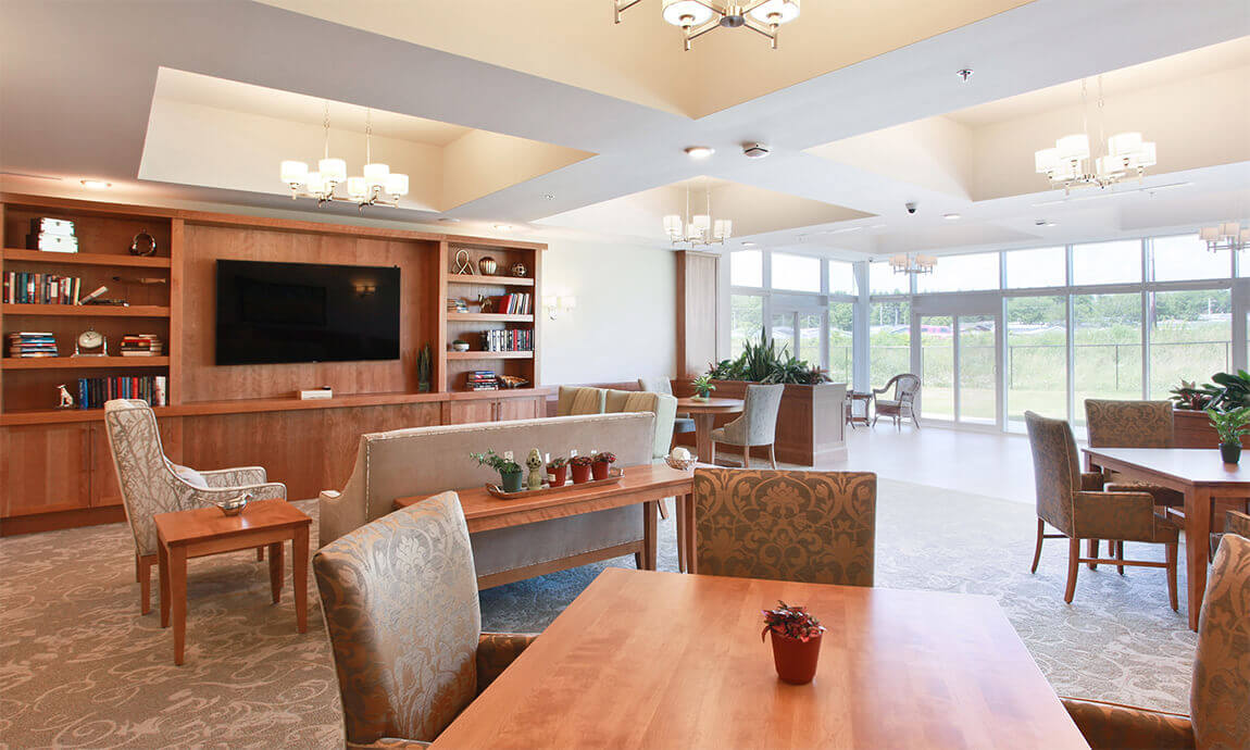 Lounge area and TV room at Parkland at the Lakes, in Dartmouth, Nova Scotia