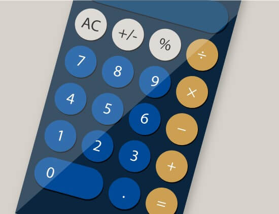 Graphic of calculator with white background