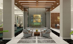 Front lobby and Reception, Parkland Retirement Home in Ancaster (Hamilton-Wentworth, Ontario)